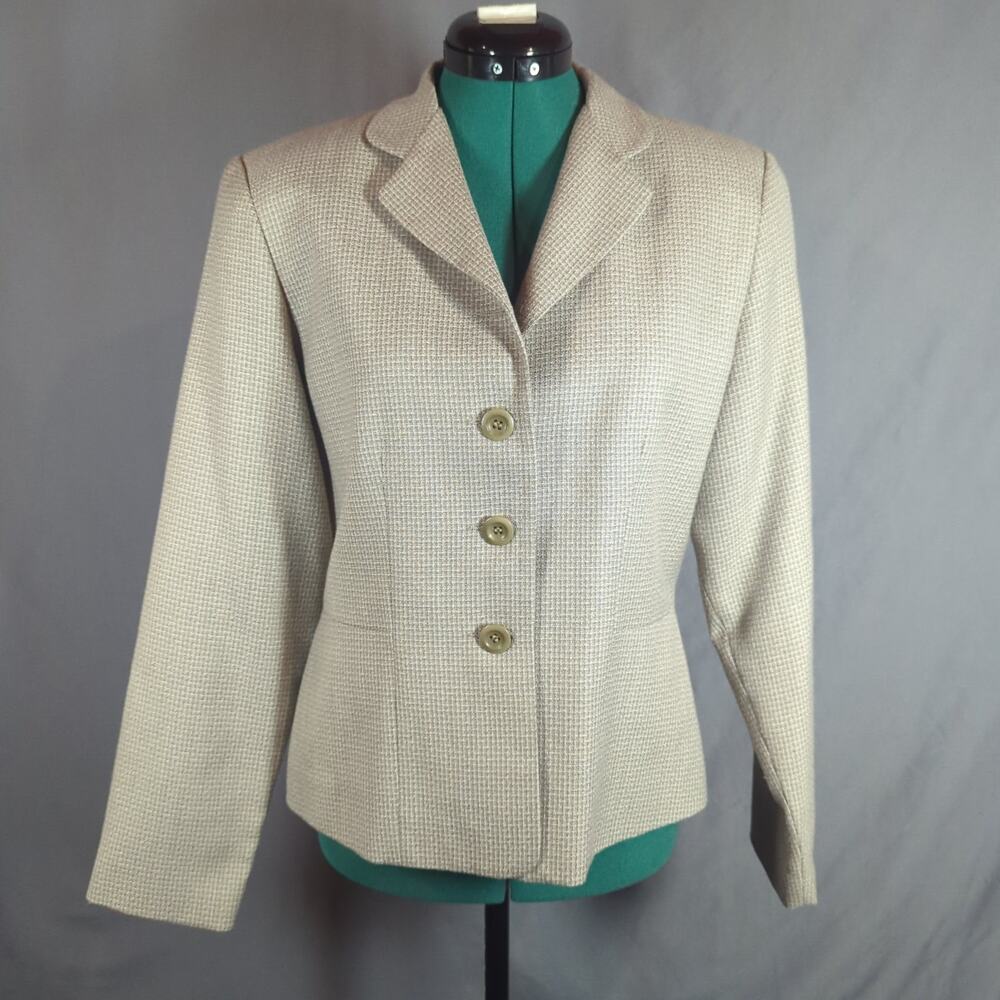 Tailor B Moss Taupe Gray Blazer Size 8 Textured Old Money